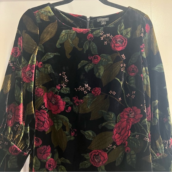 Ann Taylor Petite Velvet Floral Print Long Sleeved Mini Dress. Size 6P. NWT. - Picture 7 of 14